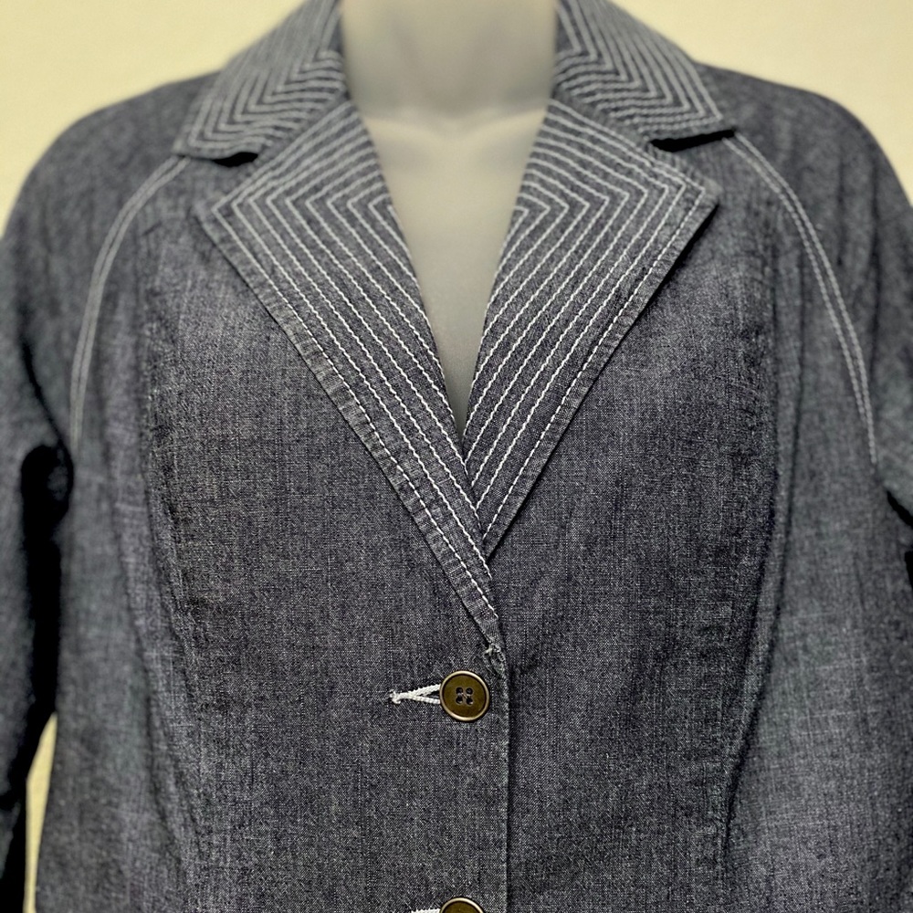 Chico’s Blue Denim Blazer Jacket Small - Picture 5 of 8